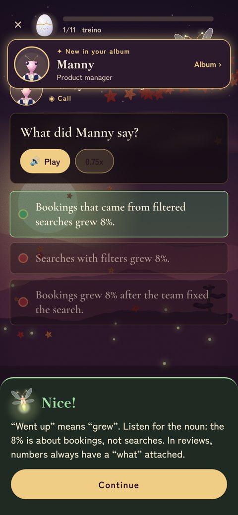 Bugling screen: After you answer, Lumi explains why.