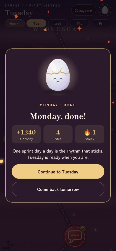 Bugling screen: Finished the day? There’s more tomorrow.